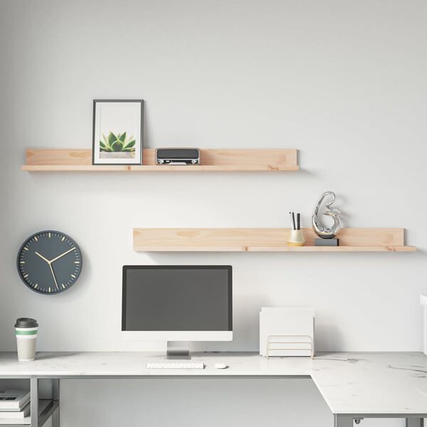 vidaXL Wall Shelves 2 pcs 110x11x9 cm Solid Wood Pine