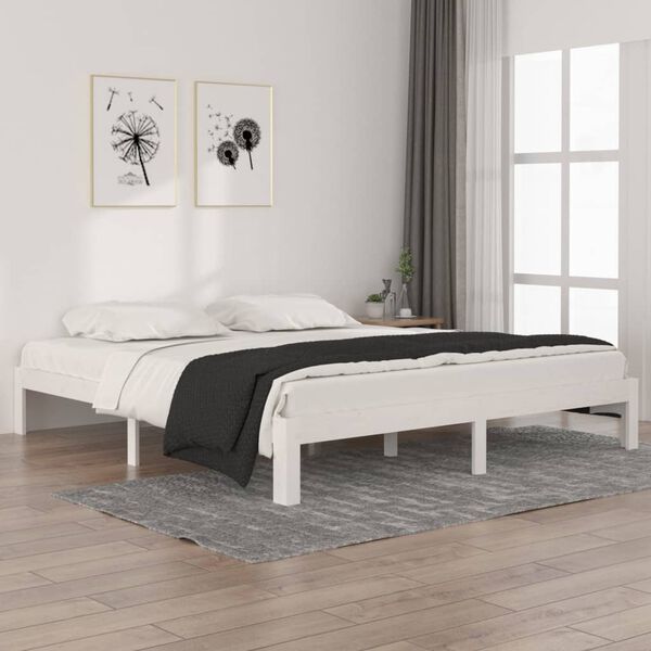 vidaXL Bed Frame without Mattress White 180x200cm Super King Size