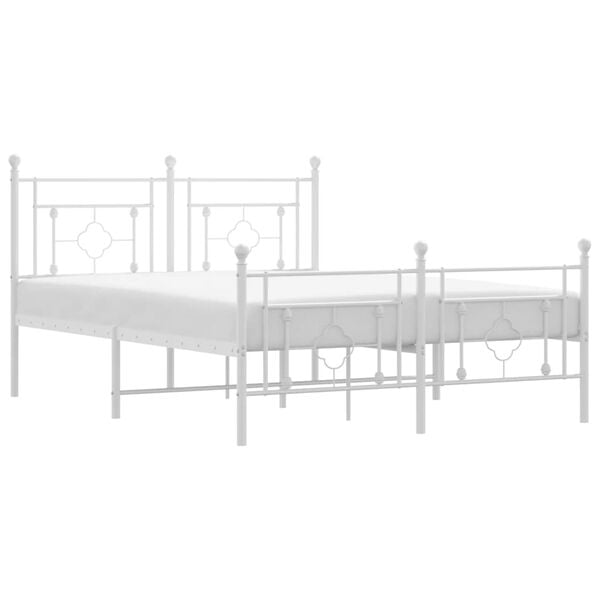 vidaXL Metal Bed Frame without Mattress with Footboard White 140x200cm