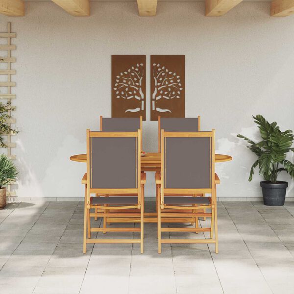 vidaXL Garden Dining Set Folding 5 pcs Anthracite Solid acacia wood