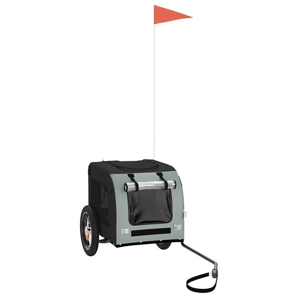 vidaXL Pet Bike Trailer Grey and Black Oxford Fabric and Iron