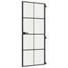 vidaXL Interior Door Slim Black 83x201.5 cm Tempered Glass and Aluminium