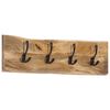 vidaXL Wall-mounted Coat Rack with 4 Hooks Solid Wood Mango