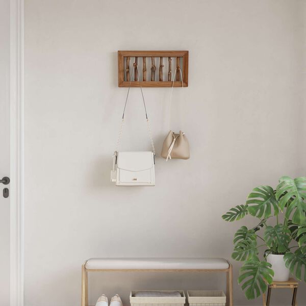 vidaXL Hanger Brown 50 x 11 x 25 cm Solid Mahogany Wood