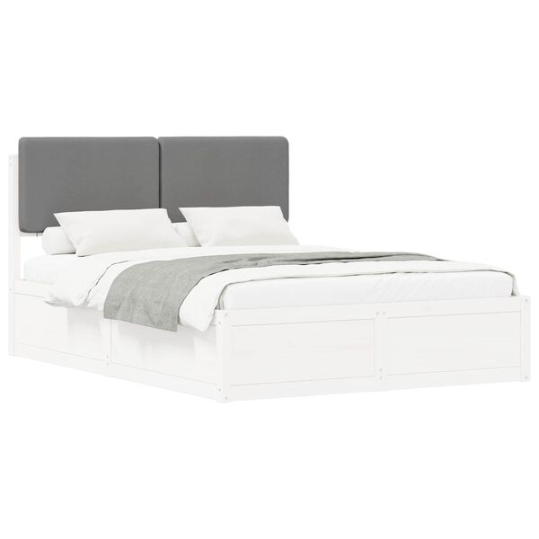 vidaXL Bed Frame with Upholstered Headboard Light Grey 135 x 190 cm