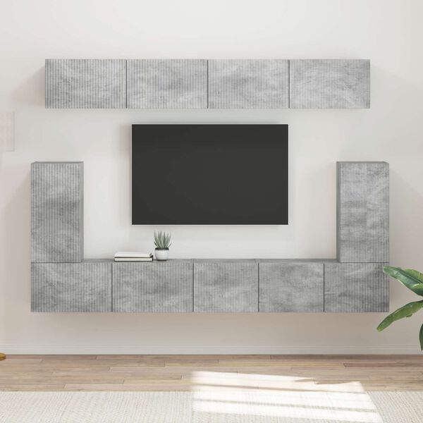 vidaXL TV Cabinet Set Wall-mounted 5 pcs Concrete Grey Engineered Wood