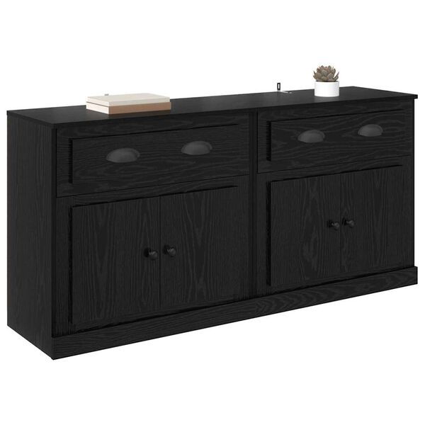 vidaXL Sideboards 2 pcs Black Oak 70 x 35.5 x 67.5 cm Engineered Wood