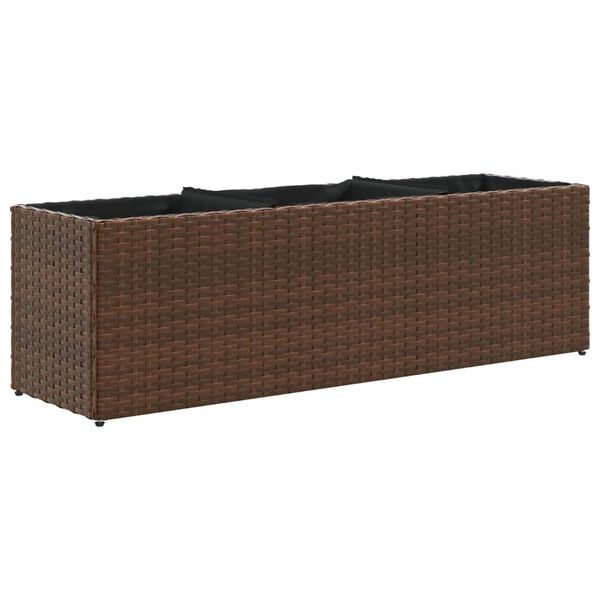 vidaXL Garden Planter with 3 Pots Brown 105x30x32 cm Poly Rattan