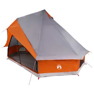 vidaXL Tipi Tent 8-Person Grey and Orange Taffeta