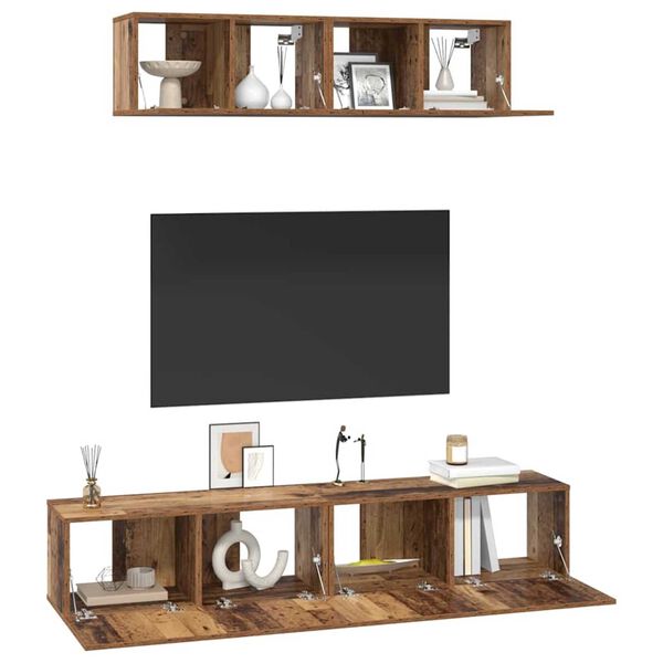 vidaXL TV Cabinet Set Wall-mounted 4 pcs Old Wood Engineered Wood