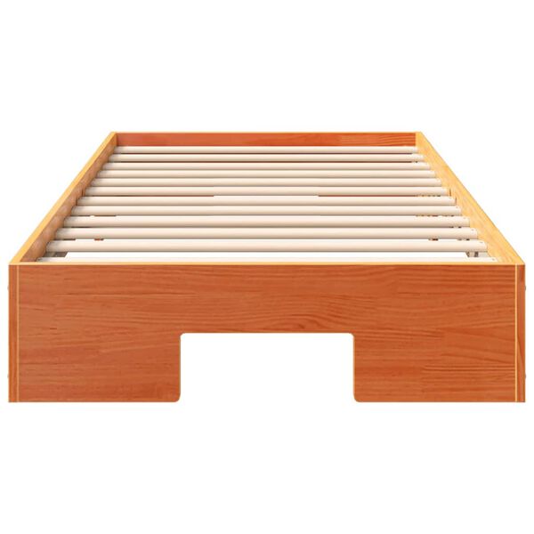 vidaXL Floor Bed Frame with Storage Brown 80 x 200 cm Solid pine wood