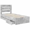 vidaXL Bed Frame with Drawer Concrete Grey 75 x 190 cm Engineer Wood