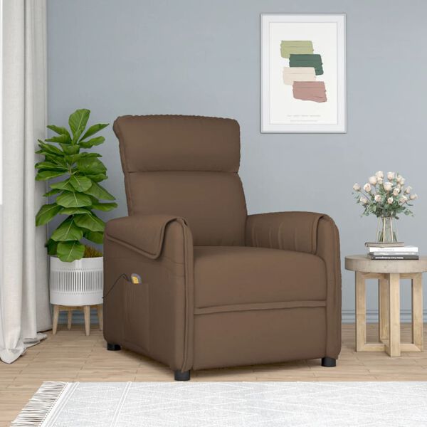 vidaXL Massage Chair Brown Fabric
