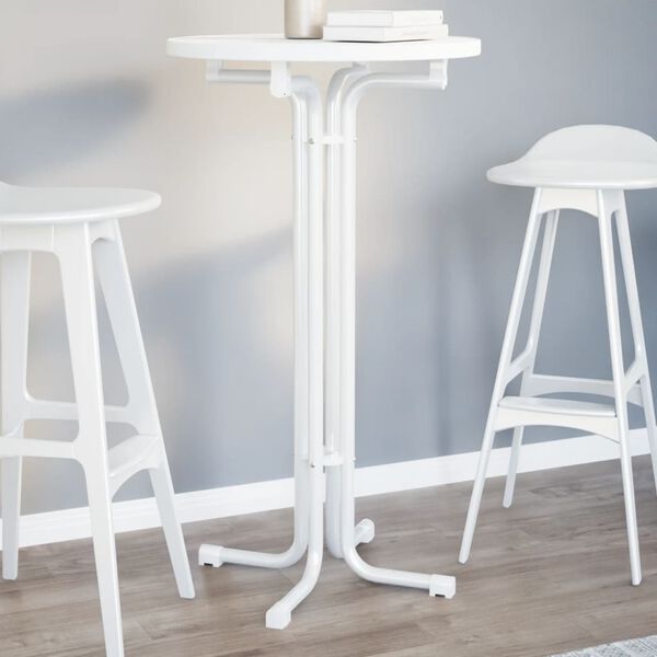 vidaXL Bar Table White &Oslash;60x110 cm Engineered Wood and Steel