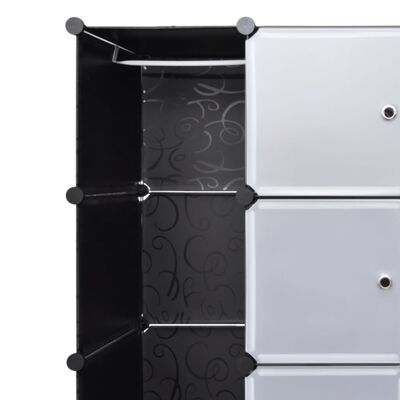 vidaXL Modular Cabinet 18 Compartments Black and White 37x146x180.5 cm