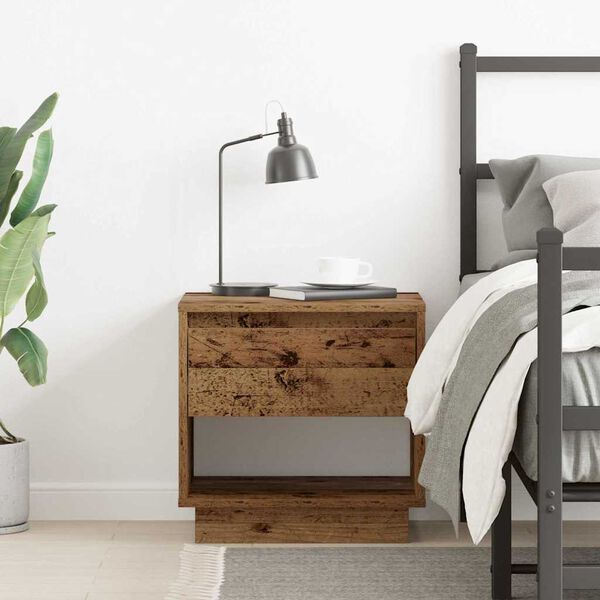 vidaXL Nightstand with Drawer Old Wood 45 x 34 x 44 cm Engineered Wood