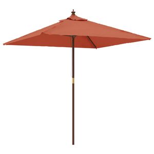 vidaXL Garden Parasol with Wooden Pole Terracotta 198x198x231 cm
