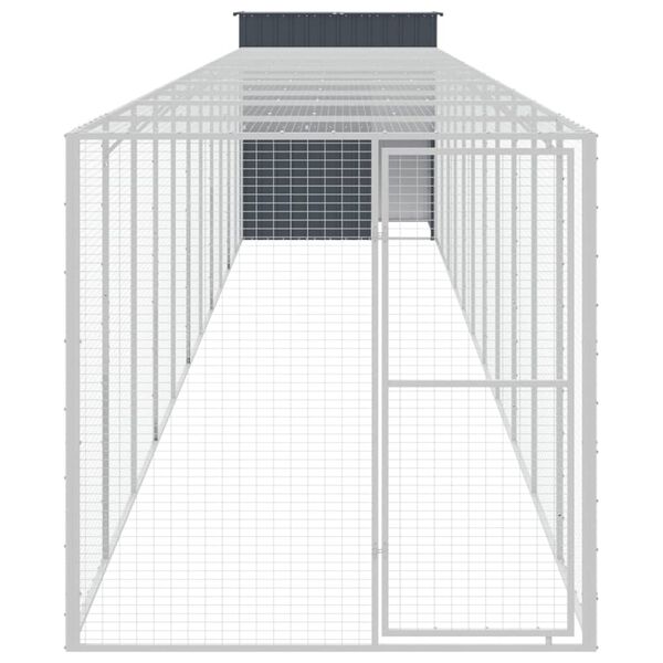 vidaXL Chicken Cage with Run Anthracite 165x1271x181 cm Galvanised Steel
