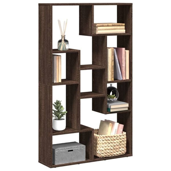 vidaXL Bookcase Brown Oak 72x20x120.5 cm Engineered Wood