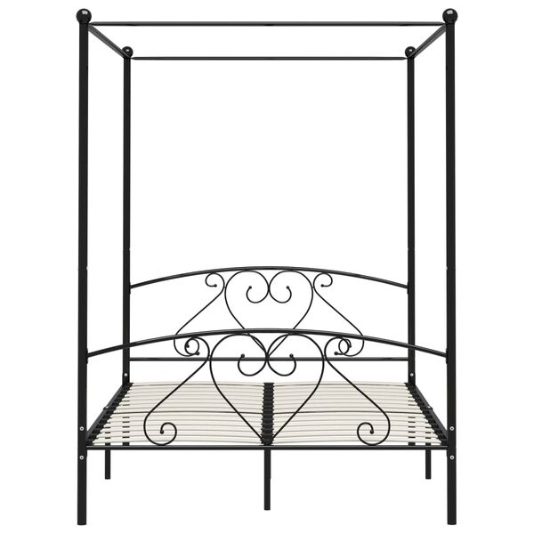 vidaXL Bed Frame without Mattress with Canopy Black 160x200 cm Metal