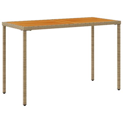 vidaXL Garden Table with Acacia Wood Top Beige 115x54x74 cm Poly Rattan