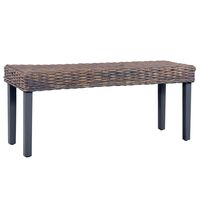 vidaXL Bench 110 cm Grey Natural Kubu Rattan and Solid Mango Wood
