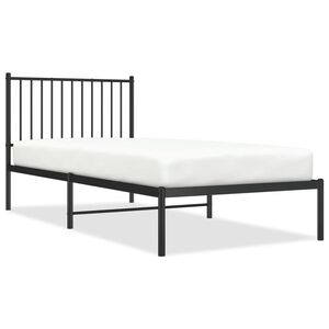 vidaXL Metal Bed Frame without Mattress with Headboard Black 90x200cm