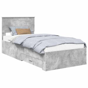 vidaXL Bed Frame with Drawer Concrete Grey 90 x 200 cm Engineered Wood