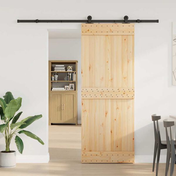 vidaXL Sliding Door with Hardware Set 80x210 cm Solid Wood Pine