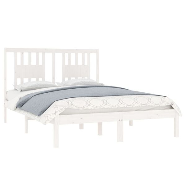 vidaXL Bed Frame without Mattress White Solid Wood 120x200 cm (810013+818661)