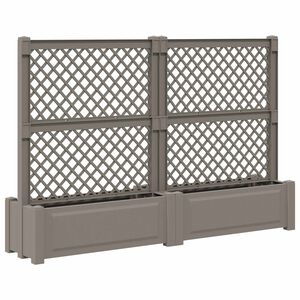 vidaXL Big Planter with Trellis 2 pcs PP Grey