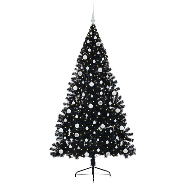 vidaXL Artificial Pre-lit Christmas Tree Black 210 cm PVC