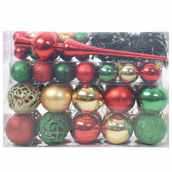 vidaXL Christmas Bauble Set with 150 LEDs 61 pcs Multicolour Plastic