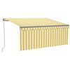 vidaXL Manual Retractable Awning with Blind&LED 3x2,5m Yellow&White (313239+46836+313281)