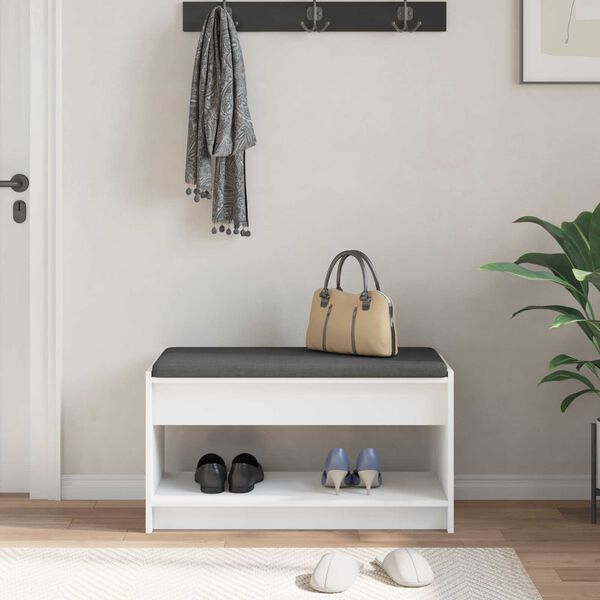 vidaXL Hall Bench White 83 x 38 x 45 cm Engineered Wood and Fabric
