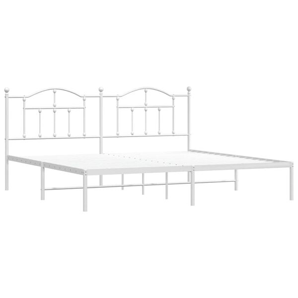 vidaXL Metal Bed Frame without Mattress with Headboard White 193x203cm