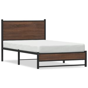 vidaXL Metal Bed Frame without Mattress Brown Oak 100x190 cm