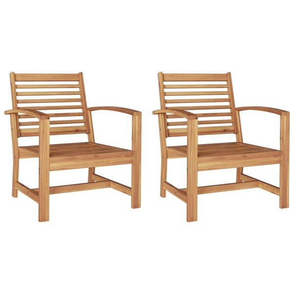 vidaXL Chair 2 pcs Brown 65 x 60 x 76.5 cm Solid Teak Wood