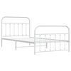vidaXL Metal Bed Frame without Mattress with Footboard White 100x200cm