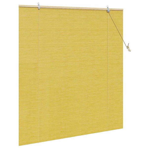 vidaXL Roller Blind with Curtains Manual Yellow 140 x 160 cm Bamboo