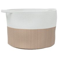 vidaXL Laundry Basket Brown and White Ø55x36 cm Cotton
