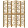 vidaXL Room Divider 5 Panels Brown Solid Wood Paulownia