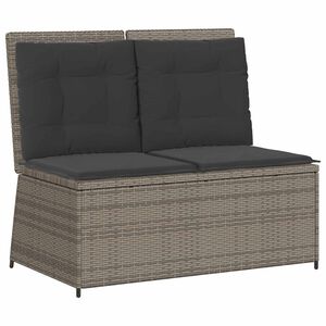 vidaXL Garden Bench with Cushion Grey Poly rattan