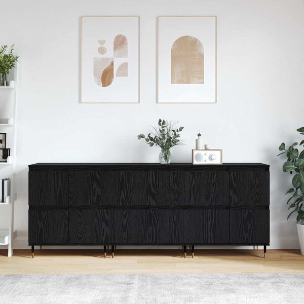 vidaXL Storage Cabinet 3 pcs Black Oak 60 x 35 x 70 cm