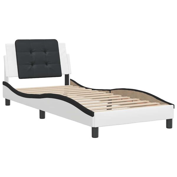 vidaXL Bed Frame without Mattress "Zadar" White and Black 90x200 cm Faux Leather