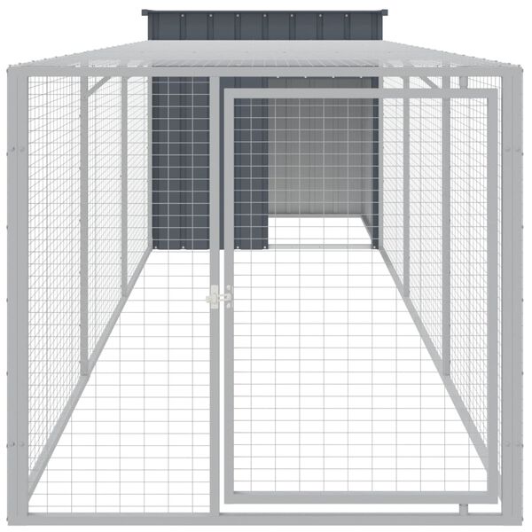 vidaXL Chicken Cage with Run Anthracite 110x405x110 cm Galvanised Steel