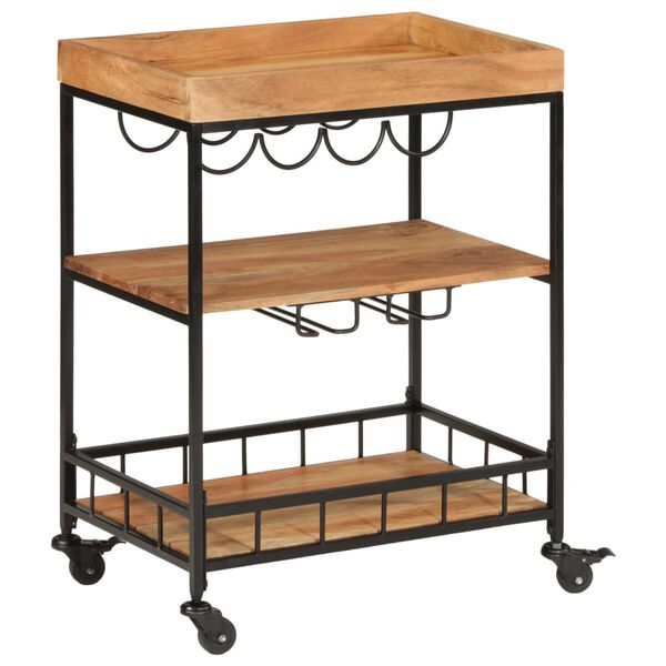 vidaXL Bar Cart 60x40x80 cm Solid Wood Acacia and Iron