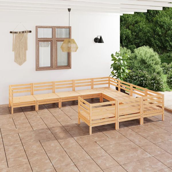 vidaXL 10 Piece Garden Lounge Set Solid Wood Pine