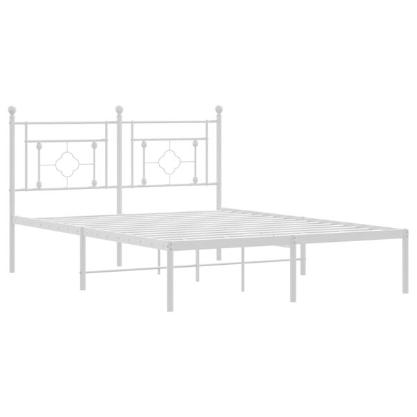 vidaXL Metal Bed Frame without Mattress with Headboard White 140x200cm