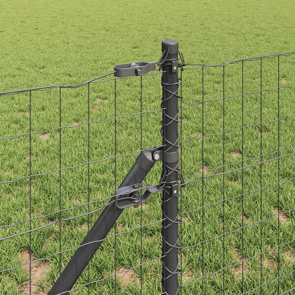 vidaXL Fence with Post Grey 0.6 x 10 m Steel and PVC